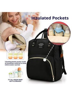 DUKASOU Large Capacity Portable Stylish Maternity Waterproof Multi-Functional Large Capacity Durable Baby Diaper Bag, Nappy Changing Backpack Bag, Baby Nappy Bag Black  - Image 4