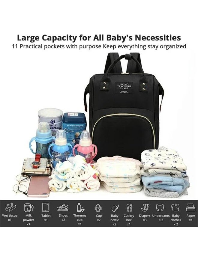 DUKASOU - Large Capacity Portable Stylish Maternity Waterproof Multi-Functional Large Capacity Durable Baby Diaper Bag, Nappy Changing Backpack Bag, Baby Nappy Bag Black - Image 1