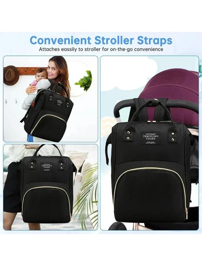 DUKASOU - Large Capacity Portable Stylish Maternity Waterproof Multi-Functional Large Capacity Durable Baby Diaper Bag, Nappy Changing Backpack Bag, Baby Nappy Bag Black - Image 1