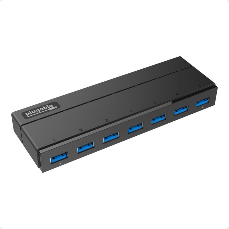 Plugable 7-Port USB 3.0 Hub with 36W Power Adapter - Driverless - Effortlessly Connect Devices and Transfer Data at High Speeds - Image 1