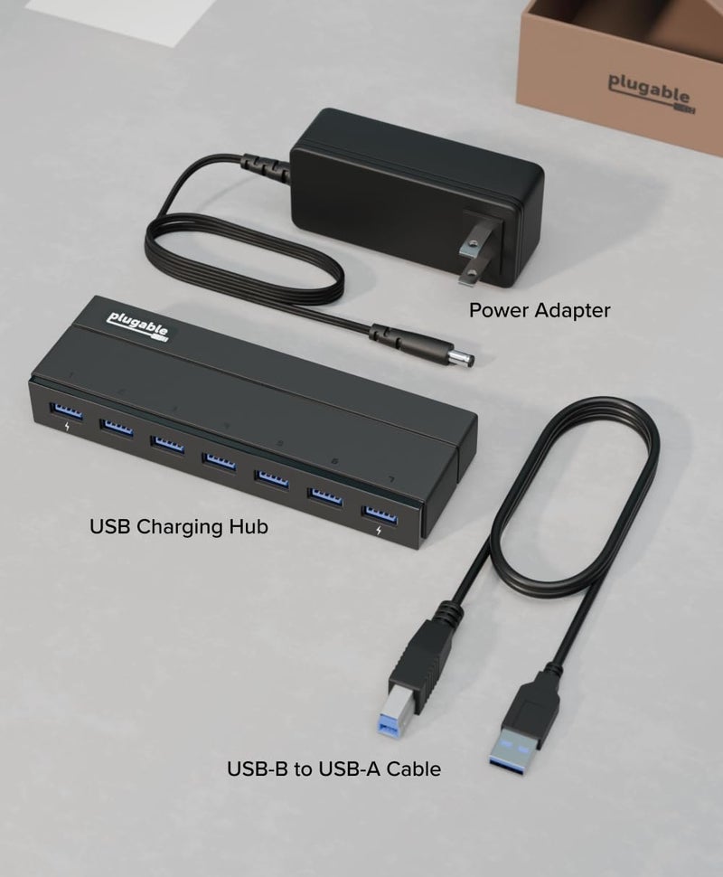 Plugable 7-Port USB 3.0 Hub with 36W Power Adapter - Driverless - Effortlessly Connect Devices and Transfer Data at High Speeds - Image 5