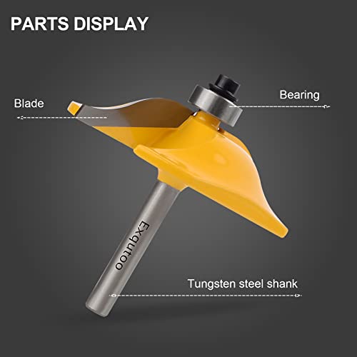 Exqutoo 3PCS 1/4" Shank Router Bit Set, Raised Panel Cabinet Door Making Router Bits, Cemented Carbide Router Bits, Woodworking Tools Router Door & Window Bits (Tenon Joint Cutter Diameter: 1-5/8") - Image 5