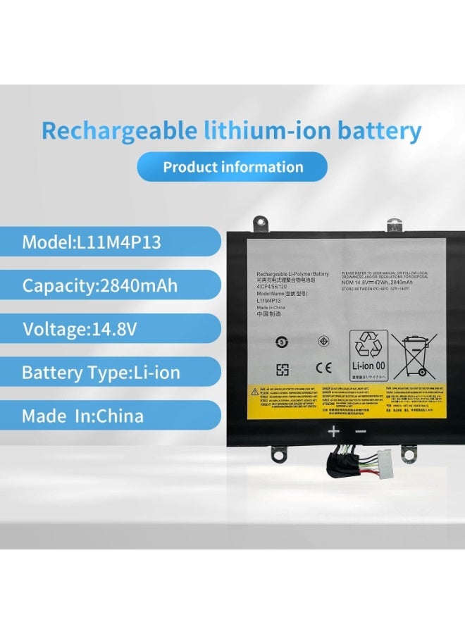 Terabyte L11M4P13 Laptop Battery for Lenovo IdeaPad Yoga 11/11S 11 11S Ultrabook Series 4ICP4/56/120（14.8V 2840mAh 42Wh） - Image 2