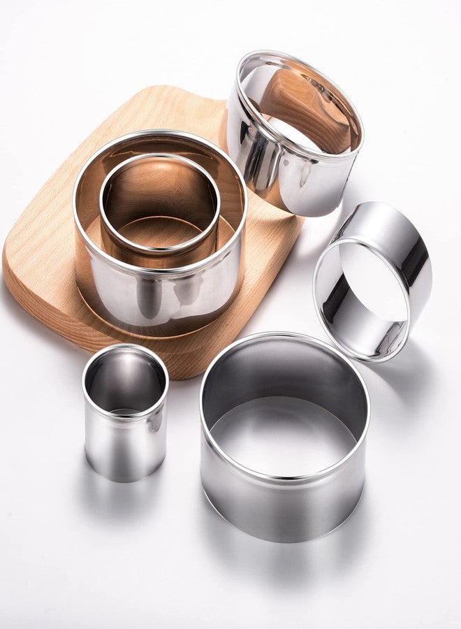 Q-BAKER 6 Pieces Round Cookie Cutter Set - Stainless Steel Circle Pastry, Biscuit, Dumpling, Cake, Donut Molds Stamps for Cooking and Baking - Image 2