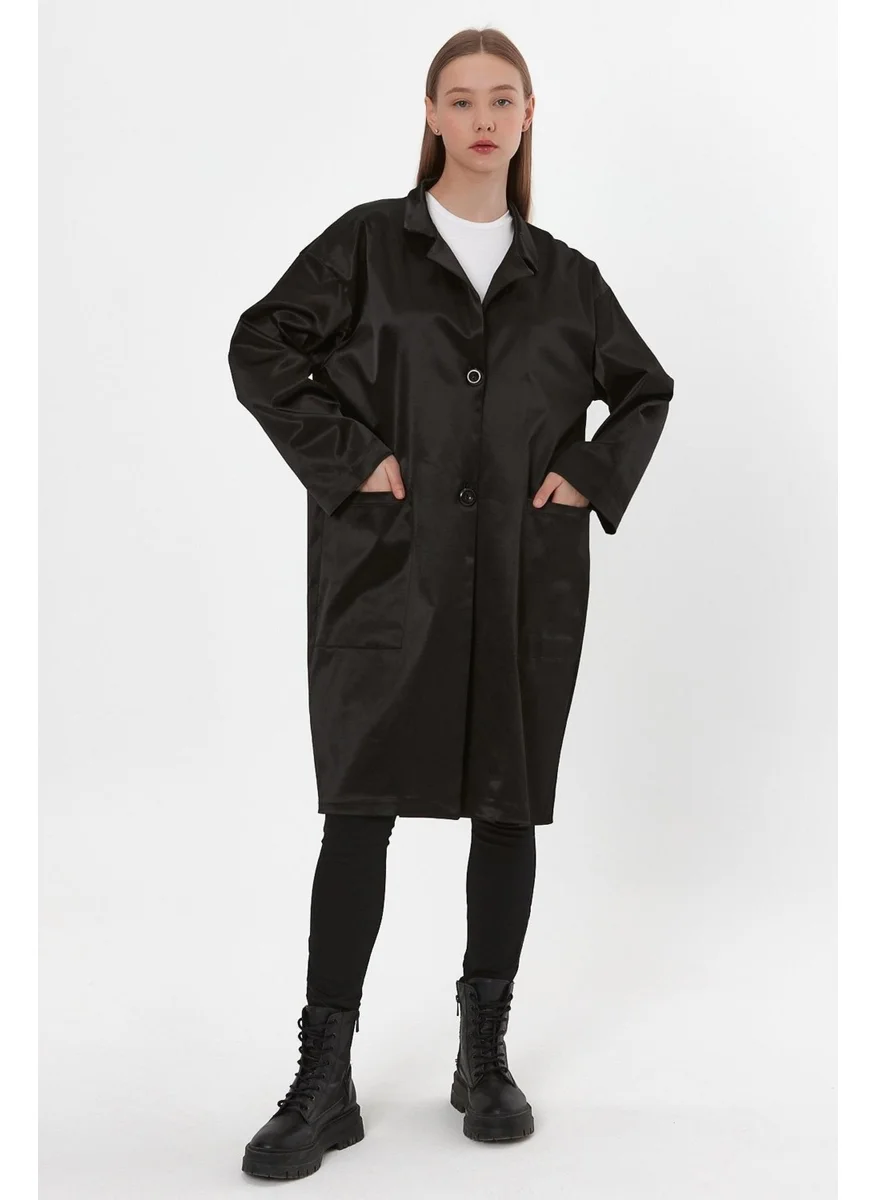 Alexander Gardi Oversized Trench Coat with Pocket and Shiny Fabric (B23-26801)