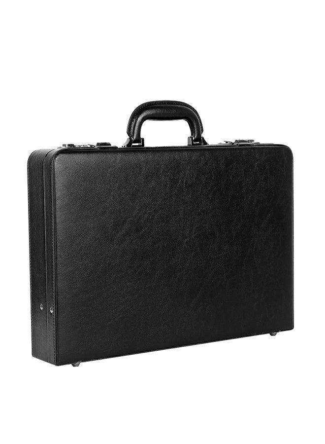 Freegallops Leather Briefcase for Men with Combination Lock, Classic Hard Shell Attache Case in Black, Fits 16 Inch Laptop - Image 1