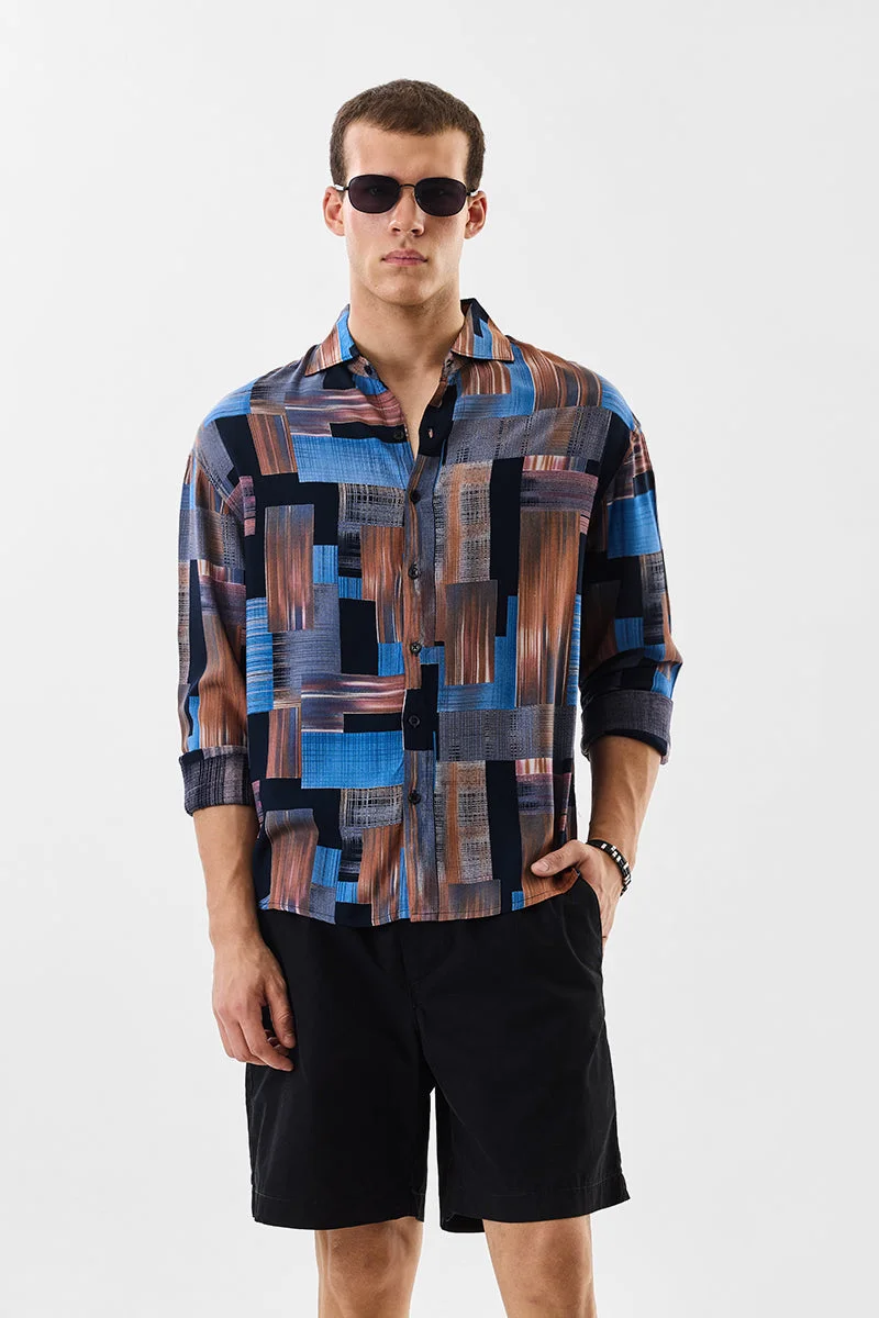 SNITCH Regular Fit 100% Viscose Geometric Shirt