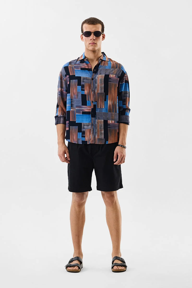 SNITCH Regular Fit 100% Viscose Geometric Shirt