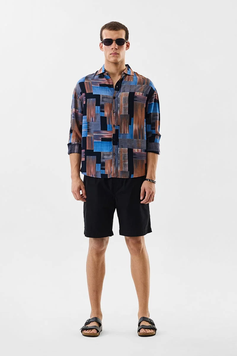 SNITCH Regular Fit 100% Viscose Geometric Shirt