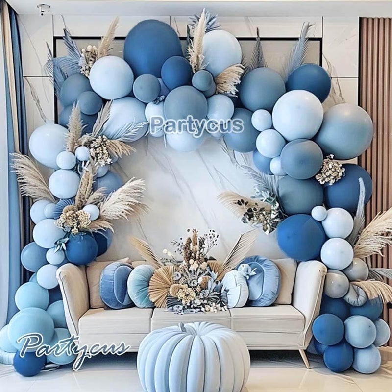 Partycus طقم قوس البالون الأزرق الغامق، زينة بالونات اللاتكس باللون الأزرق الفاتح المزدوج للحفلات مثل حفلات استقبال المواليد، أعياد الميلاد، حفلات الزفاف، عيد الفصح، عيد الحب - Image 2