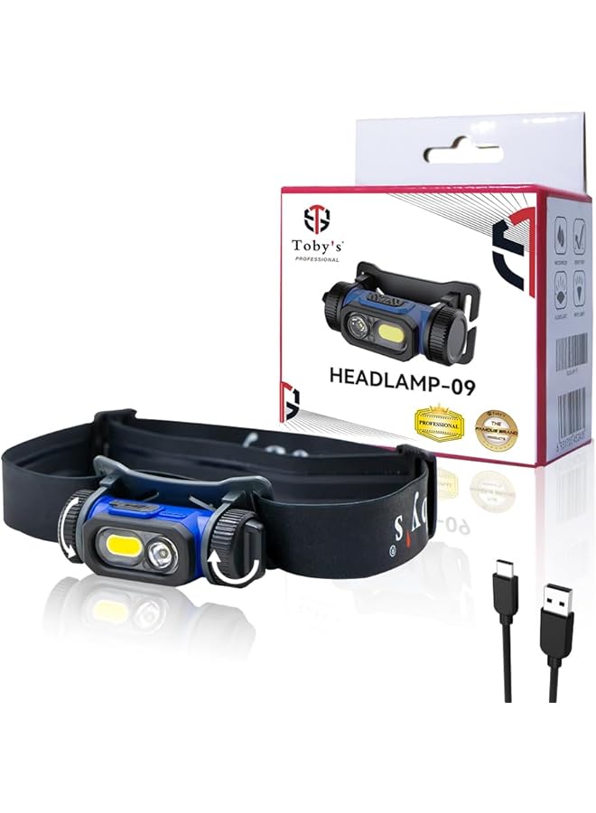 Toby's Headlamp 09 Head Mounted COB Headlight USB Rechargeable LED Floodlight for Outdoor Camping - Image 1