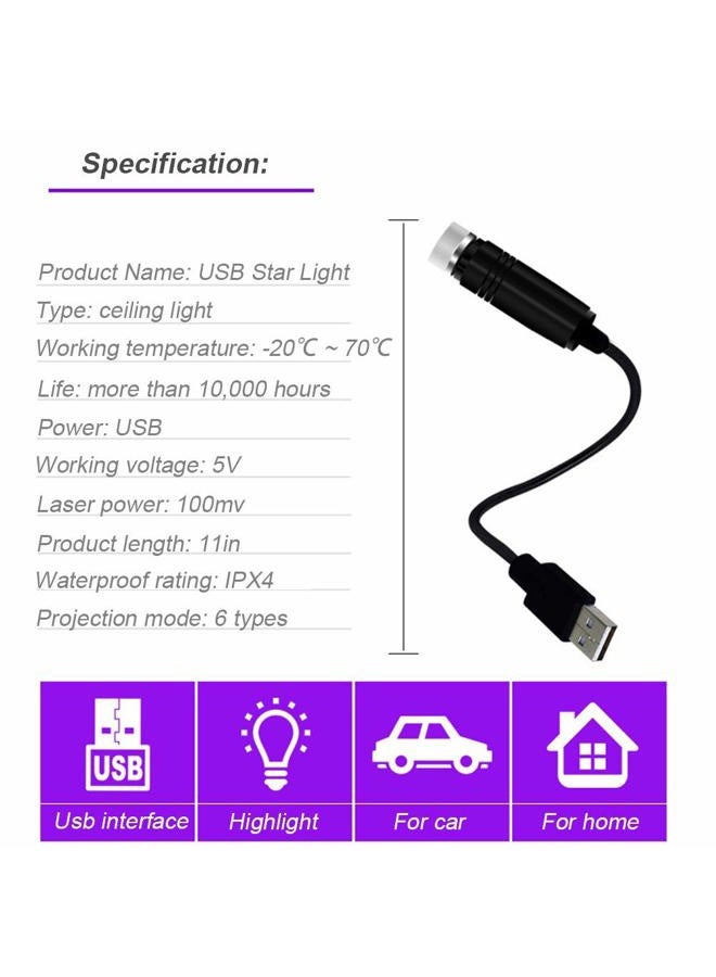 BAILONGJU Bending ly Portable Usb Car Interior Star Projector Night Light - Atmospheres Decoration (Red, Black, Metal, Pack of 1) - Image 2