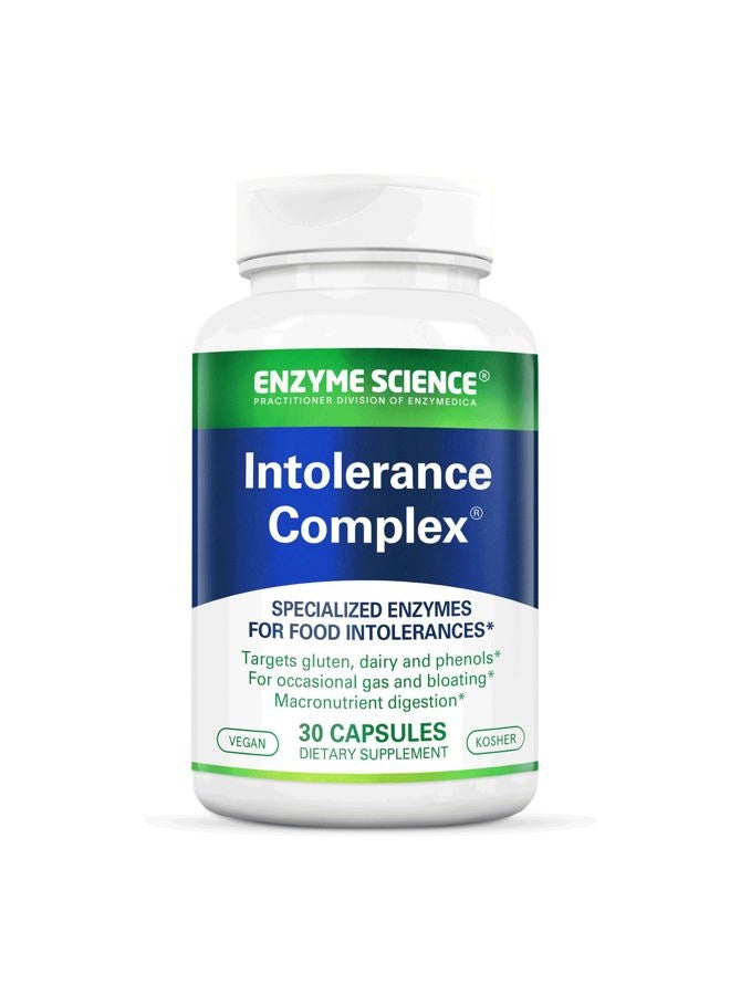 Enzyme Science ™ Intolerance Complex™, 30 Capsules – Comprehensive Support for Common Digestive Sensitivities–Gluten, Casein, Lactose, Phenol Sensitivities, and Complex Carbohydrates Intolerance Relief - Image 1