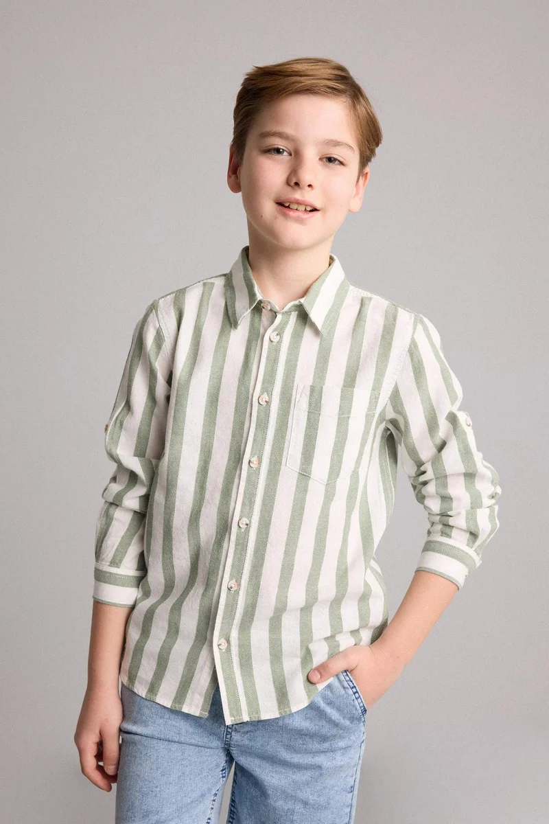 ديفاكتو Boy Regular Fit Printed Long Sleeve Shirt