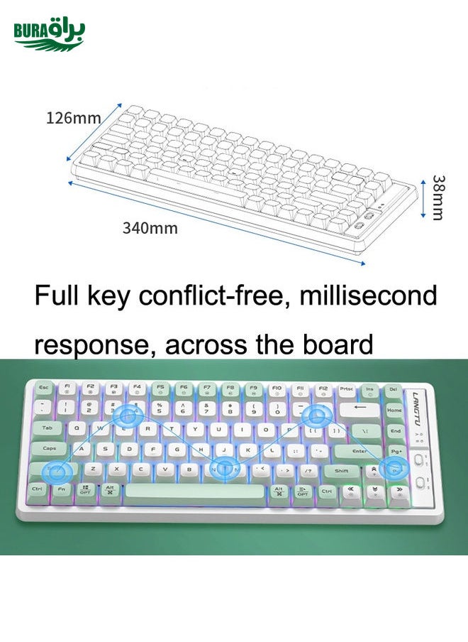 BURAQ - LANGTU GK85 85 Keys Gold Shaft Mechanical Wired Keyboard. Cable Length: 1.5m, Style:Glowing Version (Beige Knight) - Image 1