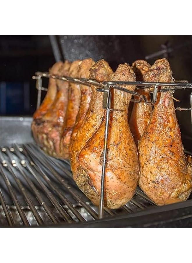 HOOKOR Chicken Leg and Wing Rack, 14 Slots BBQ Chicken Drumsticks Holder Stainless Steel Roaster Stand for r Grill, Oven, Charcoal Grill - Image 2