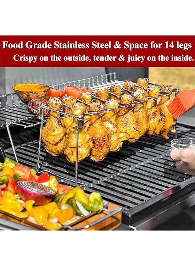 HOOKOR Chicken Leg and Wing Rack, 14 Slots BBQ Chicken Drumsticks Holder Stainless Steel Roaster Stand for r Grill, Oven, Charcoal Grill - Image 3