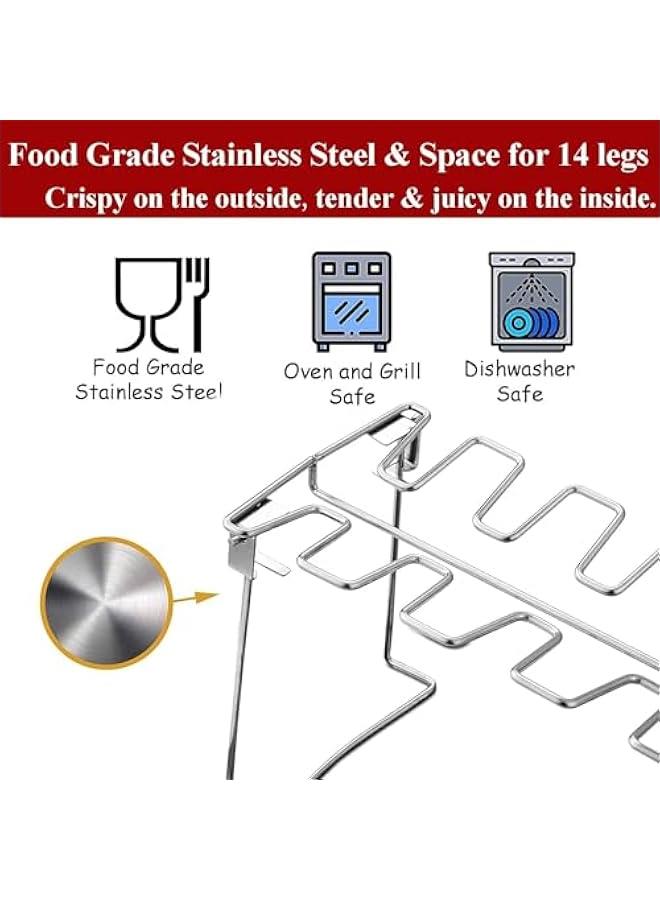 HOOKOR Chicken Leg and Wing Rack, 14 Slots BBQ Chicken Drumsticks Holder Stainless Steel Roaster Stand for r Grill, Oven, Charcoal Grill - Image 4