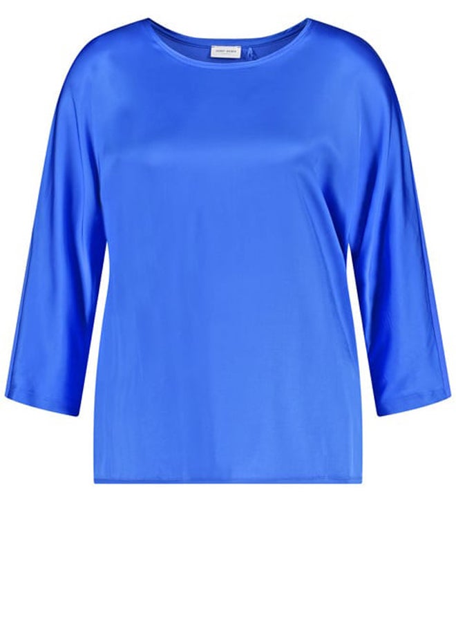 GERRY WEBER 3/4-sleeve top with a fabric panel and a subtle sheen  - Image 1