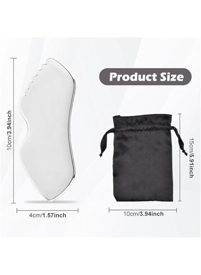 Generic Gua Sha Facial Tools Stainless Steel Gua Sha Tool,Guasha Tool for Face,Metal Guasha Board Tighten Skin Massage Guasha Beauty Tool, Guasha Beauty Tool for Face Body Eyes Neck  - Image 2