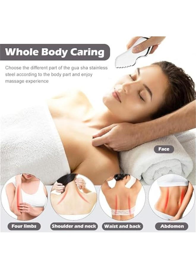 Generic Gua Sha Facial Tools Stainless Steel Gua Sha Tool,Guasha Tool for Face,Metal Guasha Board Tighten Skin Massage Guasha Beauty Tool, Guasha Beauty Tool for Face Body Eyes Neck  - Image 4
