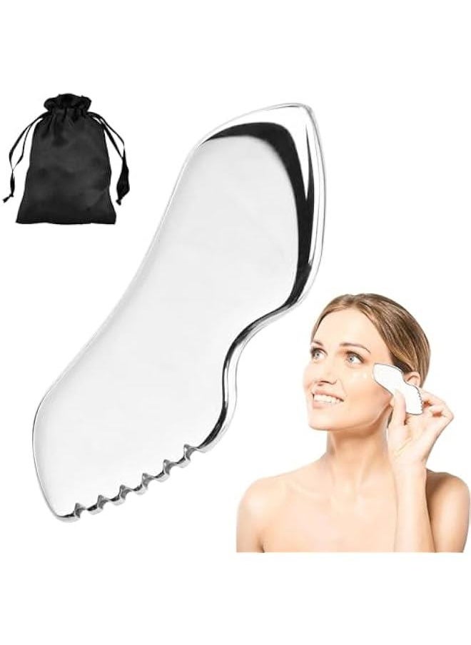 Generic Gua Sha Facial Tools Stainless Steel Gua Sha Tool,Guasha Tool for Face,Metal Guasha Board Tighten Skin Massage Guasha Beauty Tool, Guasha Beauty Tool for Face Body Eyes Neck  - Image 1