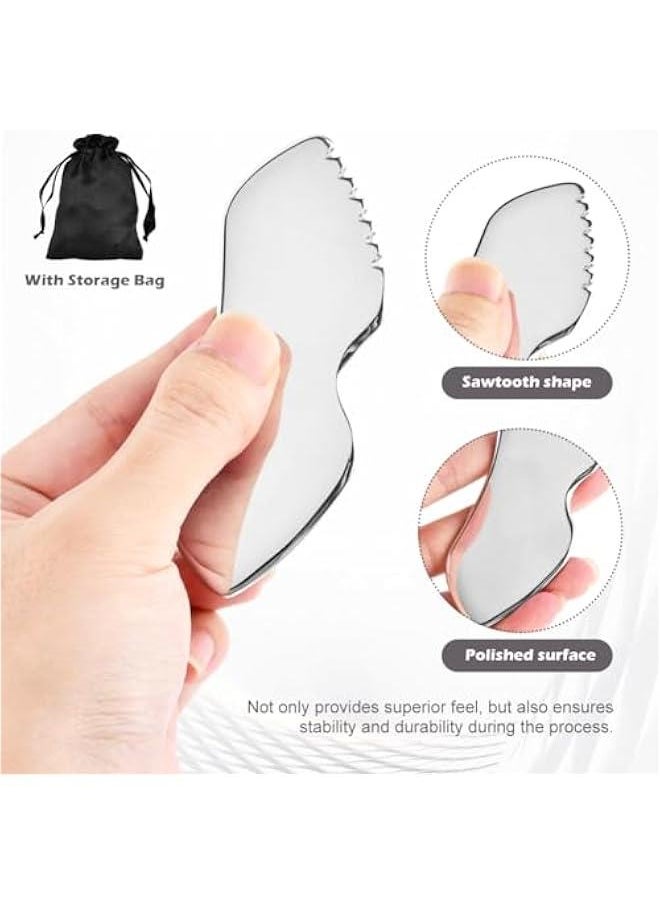 Generic Gua Sha Facial Tools Stainless Steel Gua Sha Tool,Guasha Tool for Face,Metal Guasha Board Tighten Skin Massage Guasha Beauty Tool, Guasha Beauty Tool for Face Body Eyes Neck  - Image 5
