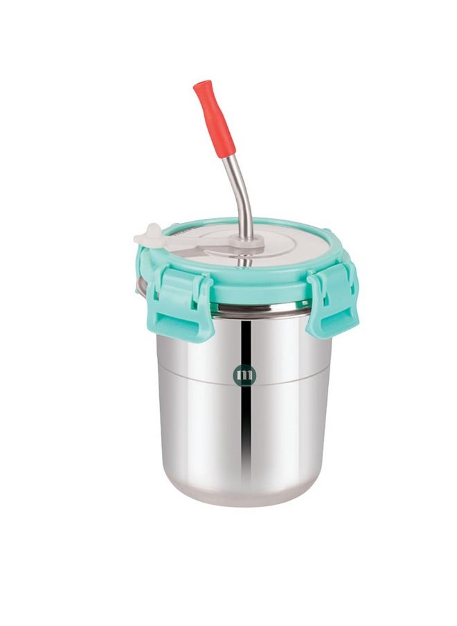 MARU Kids Stainless Steel Tumbler - 300Ml Drink Cup With Straw, Easy-Secure Lid, Cleaning Brush, And Silicone Sleeve (Sea Green) - Great For Juices, Water, And More! 