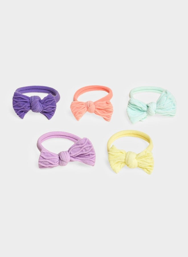Mi Arcus Soft & Stretchable Fabric Bow Rubber Band- Multicolour (Pack of 5) - Image 4