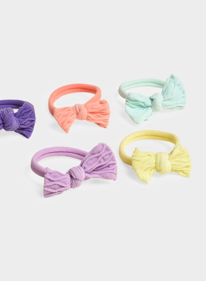 Mi Arcus Soft & Stretchable Fabric Bow Rubber Band- Multicolour (Pack of 5) - Image 3