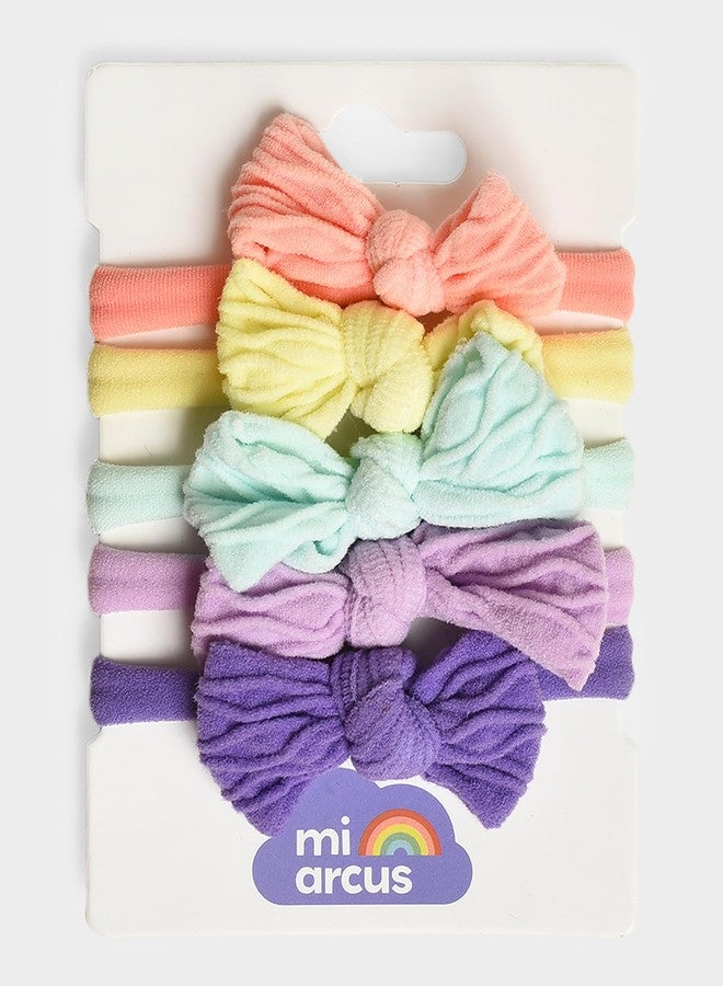 Mi Arcus Soft & Stretchable Fabric Bow Rubber Band- Multicolour (Pack of 5) - Image 2