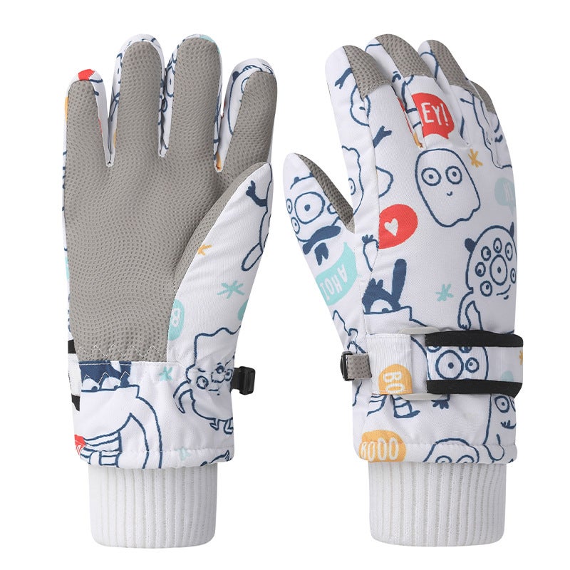 Kids Warm Non-Slip Waterproof Gloves TY-small monster [fleece-lined thickening]] 