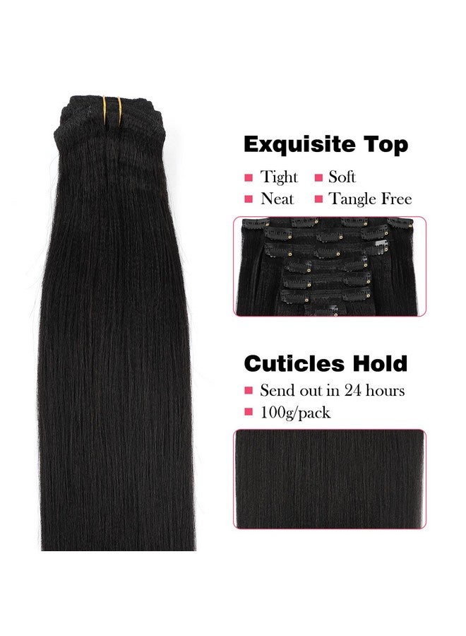 Sassina Real Remy Thick Yaki Straight Clip In Virgin Human Hair Extension Natural Black Double Wefts For African American Black Women 7 Pieces 120G With 17 Clips Ys 18 Inch - Image 2