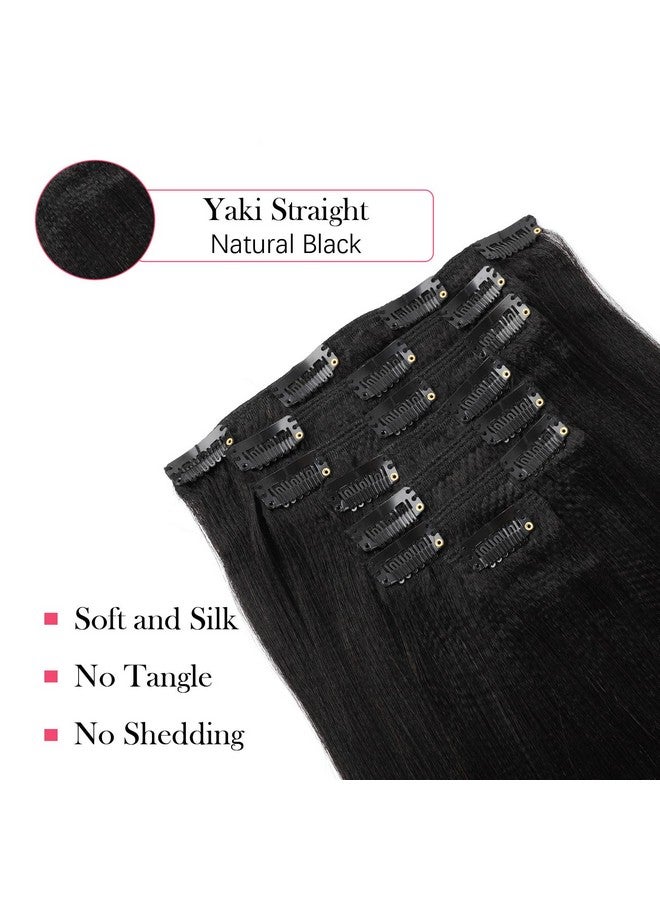 Sassina Real Remy Thick Yaki Straight Clip In Virgin Human Hair Extension Natural Black Double Wefts For African American Black Women 7 Pieces 120G With 17 Clips Ys 18 Inch - Image 3
