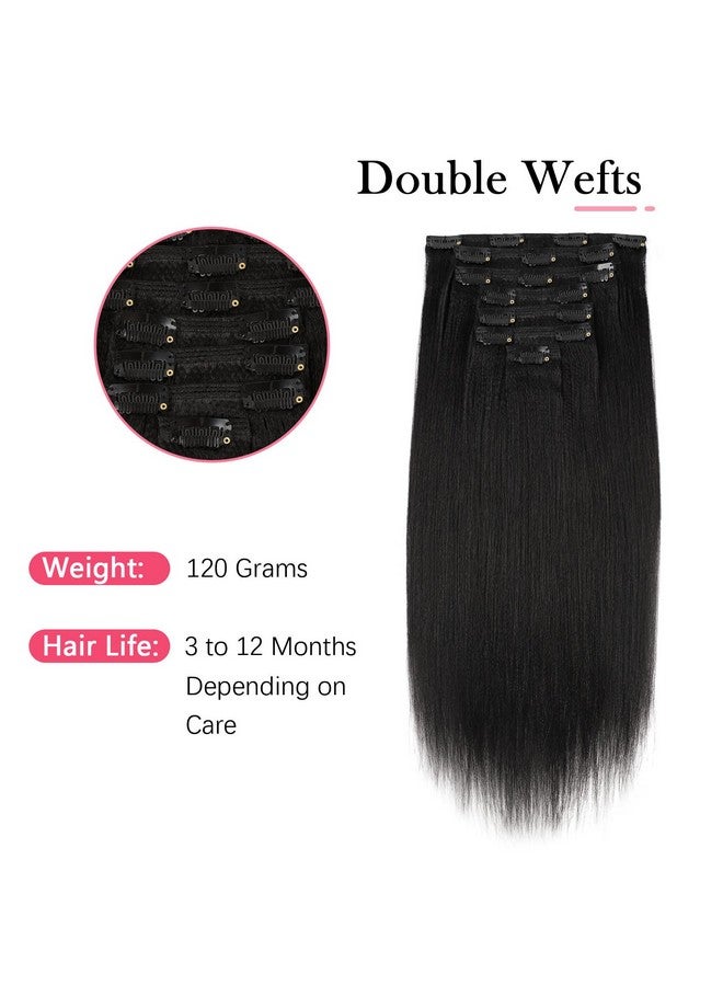 Sassina Real Remy Thick Yaki Straight Clip In Virgin Human Hair Extension Natural Black Double Wefts For African American Black Women 7 Pieces 120G With 17 Clips Ys 18 Inch - Image 5