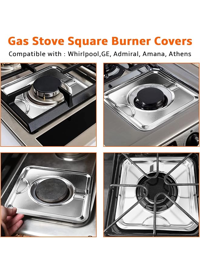 إيروريكس مجموعة من 4 أغطية بديلة لحوض التنقيط لموقد الغاز لسهولة التنظيف، مقاس 7.65 × 7.65 بوصة، لمسة نهائية من الكروم - Image 4