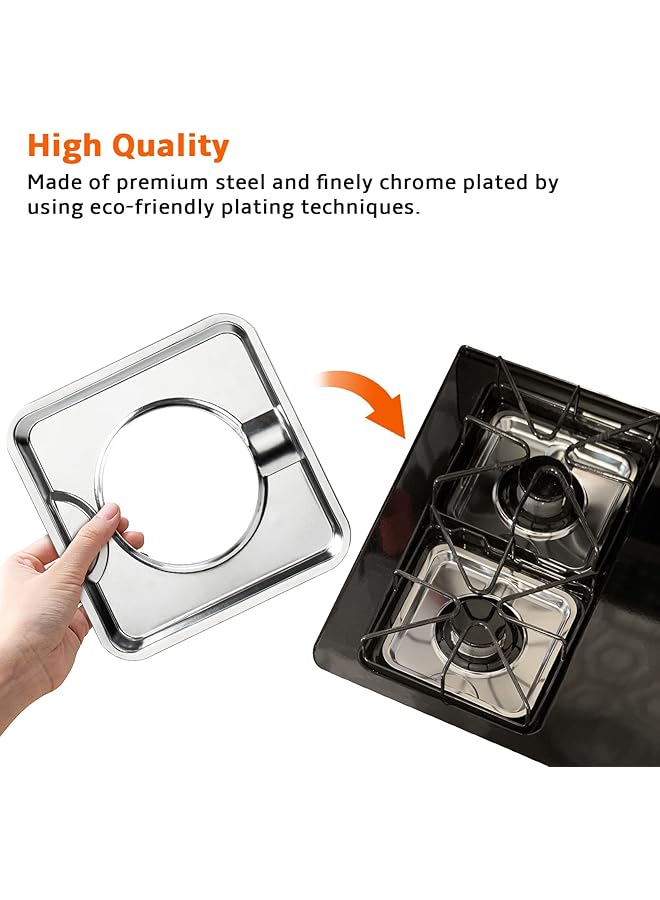 إيروريكس مجموعة من 4 أغطية بديلة لحوض التنقيط لموقد الغاز لسهولة التنظيف، مقاس 7.65 × 7.65 بوصة، لمسة نهائية من الكروم - Image 5