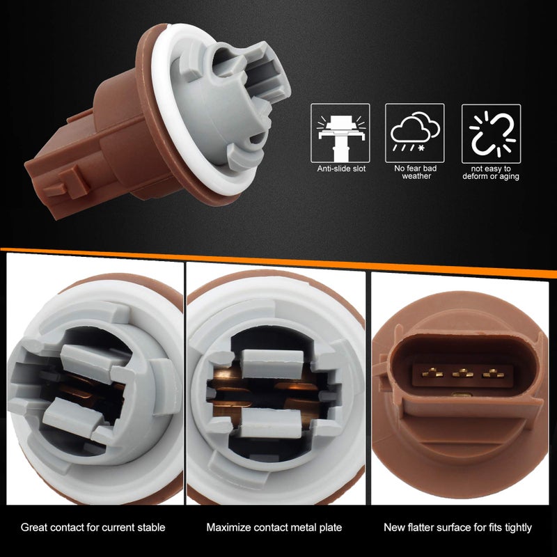 HERCOO Turn Signal Lights Socket Headlight Park Light Lamp Sockets Holder Compatible With Ford F150 F250/F350 Super Duty Focus Escape Fusion Ranger Freestyle, Pack of 2 - Image 2