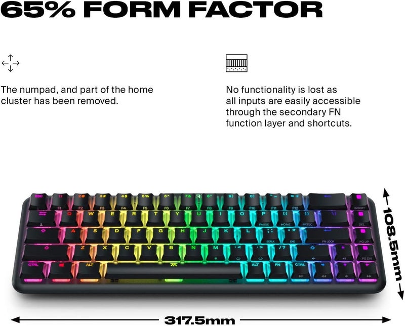 Fnatic STREAK65 - Compact RGB 60 Gaming Mechanical Keyboard • Speed Switches • 65% Layout (60 65 Percent) • Low Profile • Esports Keyboard (US Layout, QWERTY) - Image 2