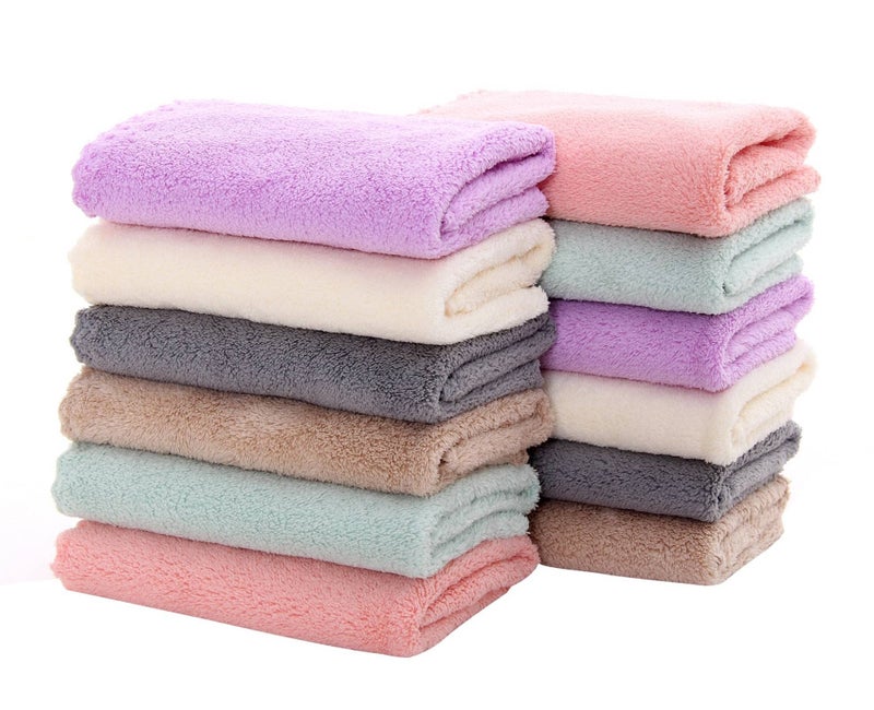 12 Pack Baby Washcloths Extra Absorbent and Soft Wash Clothes for Newborns Infants and Toddlers Suitable for Baby Skin and New Born Microfiber Coral Fleece 12x12 Inches Multicolored