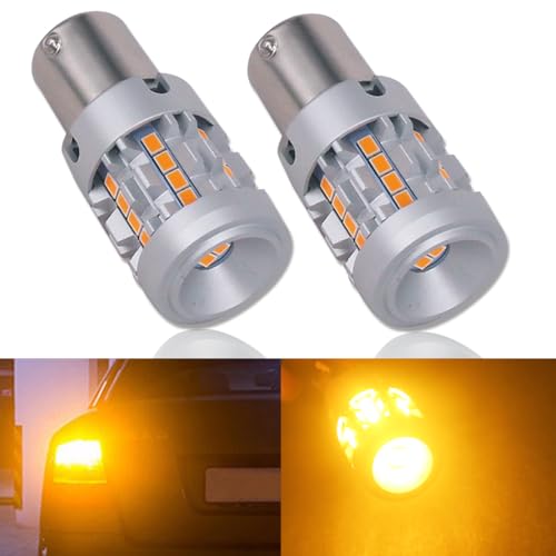Eluseastar S25 PY21W BAU15S 7507 LED Bulbs Amber Built in Resistor Anti Hyper Flashing Turn Signal Light Extremely Bright Blinker, 2 Pack - Image 1