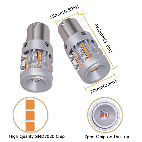 Eluseastar S25 PY21W BAU15S 7507 LED Bulbs Amber Built in Resistor Anti Hyper Flashing Turn Signal Light Extremely Bright Blinker, 2 Pack - Image 2