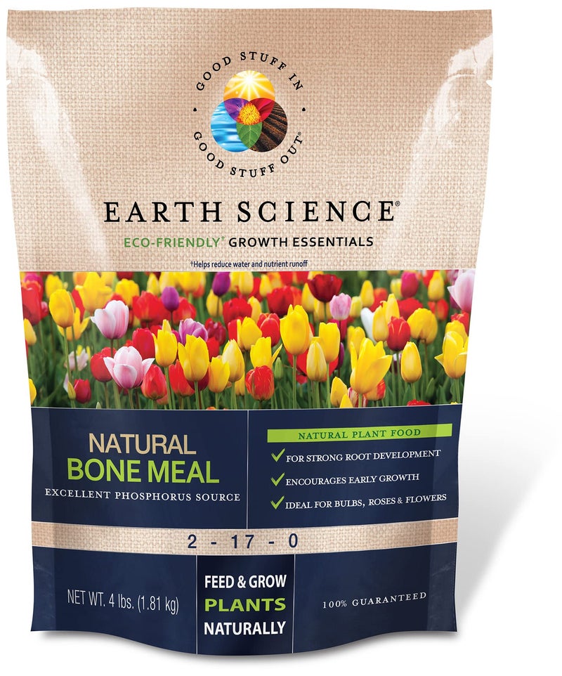 Earth Science Natural Bone Meal Plant Food 4 Pound Bag Plant Mix for Bulbs Gardens Potted Plants Trees and Shrubs 4lb