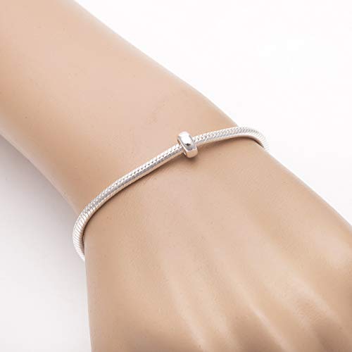 ABUN 2Pcs Round Rubber Spacer Charms 925 Sterling Silver Stopper Bead Charms for Pandora 3mm Snake Chain Bracelet (Shiny Silver) - Image 4