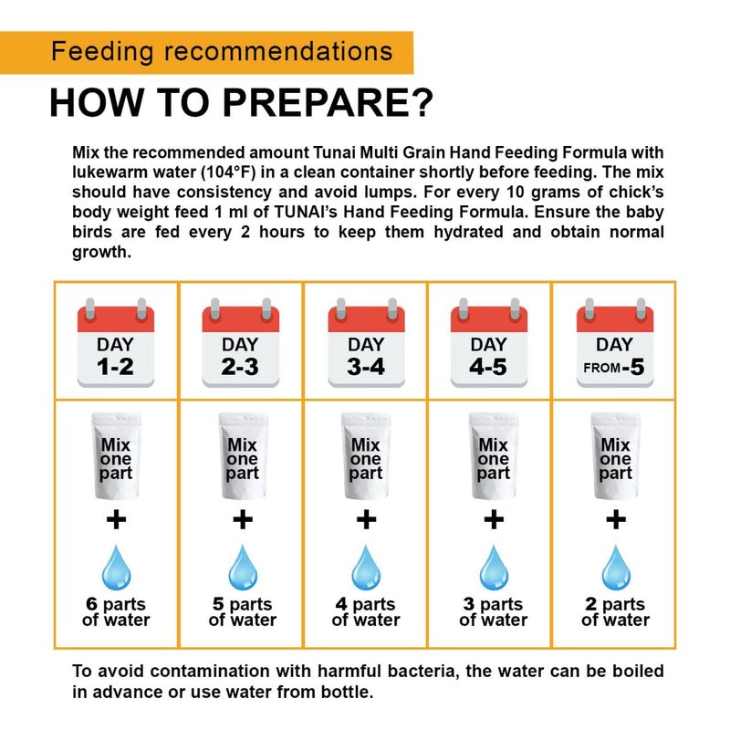 TUNAI تركيبة تغذية يدوية سوبر سيفر من توناي للطيور حديثة الولادة | 350 جرام | أساسية لطيور البيبي - غنية بالكالسيوم والبروتين - Image 5