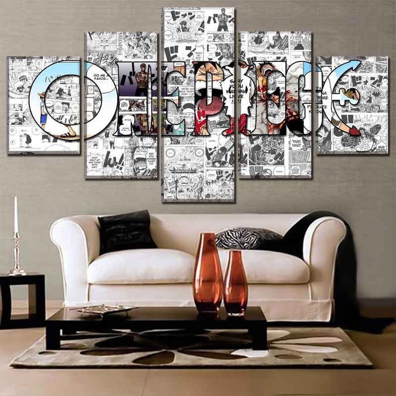 HASTHIP Anime Poster 5 Piece Canvas Wall Art One Piece Manga Wall Posters Home Decor Items for Living Room Painting for Wall Decoration Wall Decoration Items for Living Room No Wooden Frame - Image 2