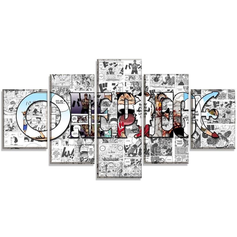 HASTHIP Anime Poster 5 Piece Canvas Wall Art One Piece Manga Wall Posters Home Decor Items for Living Room Painting for Wall Decoration Wall Decoration Items for Living Room No Wooden Frame - Image 1