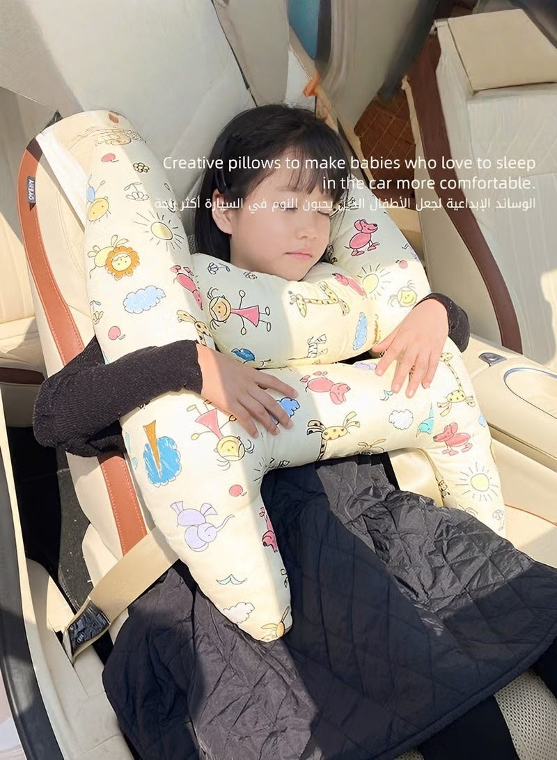 HOOKOR H-Shape Car Seat Pillow, Kids Car Sleeping Pillow with Head and Body Support, Toddlers Car Travel Pillows for Long-Distance Travel, Soft Travel Pillow for Children Sleeping - Image 3