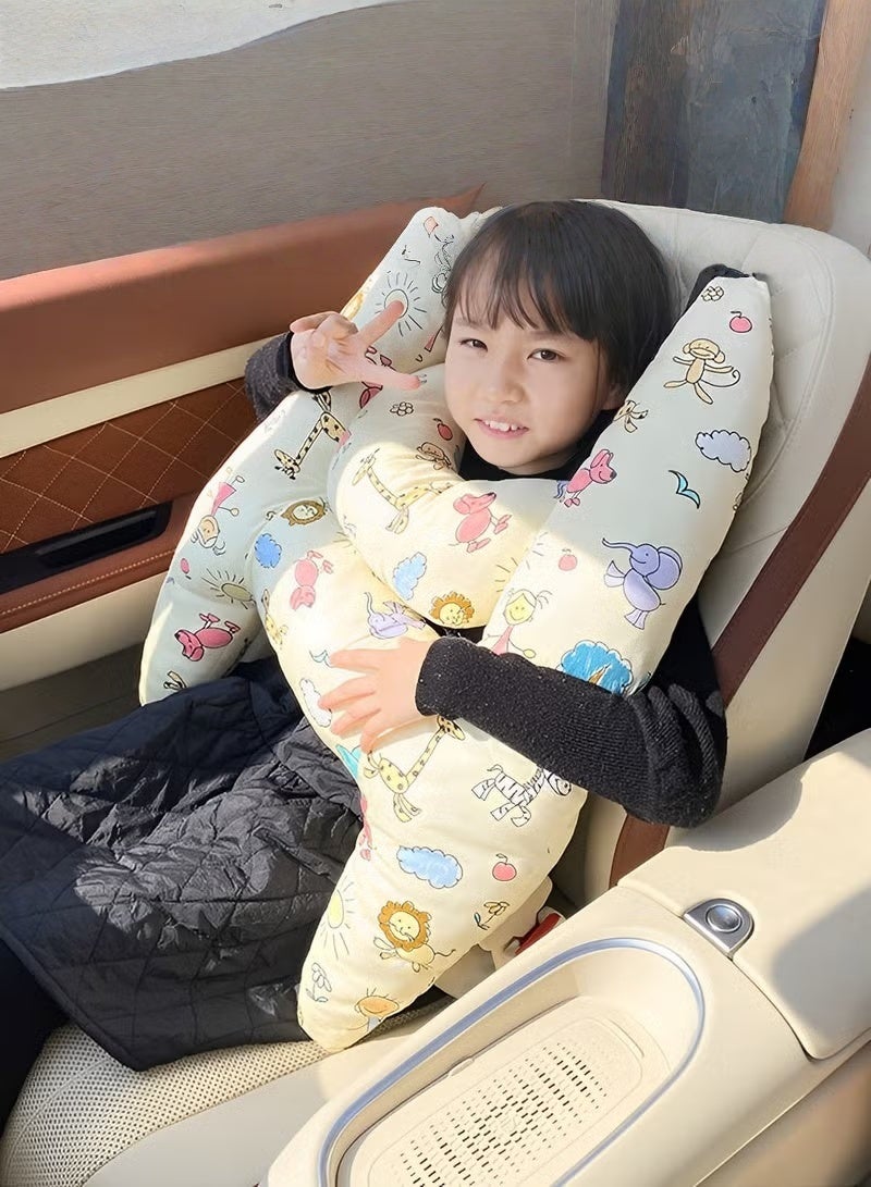 HOOKOR H-Shape Car Seat Pillow, Kids Car Sleeping Pillow with Head and Body Support, Toddlers Car Travel Pillows for Long-Distance Travel, Soft Travel Pillow for Children Sleeping - Image 2