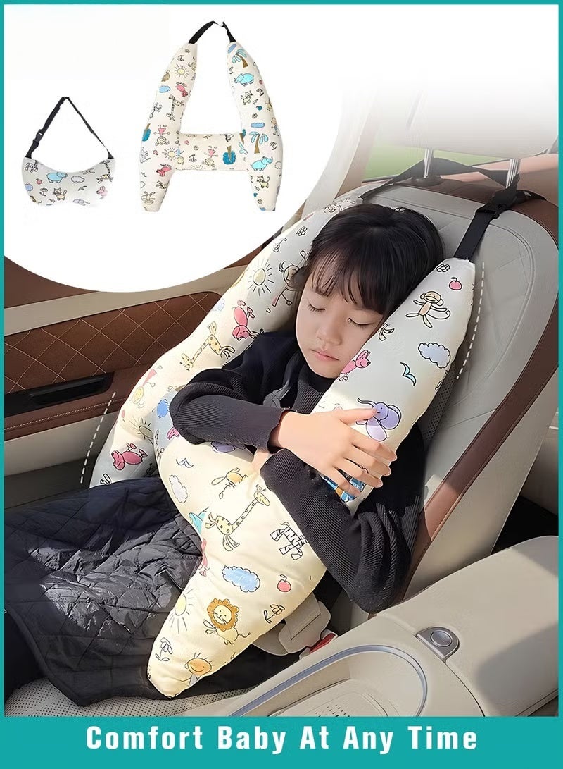 HOOKOR H-Shape Car Seat Pillow, Kids Car Sleeping Pillow with Head and Body Support, Toddlers Car Travel Pillows for Long-Distance Travel, Soft Travel Pillow for Children Sleeping - Image 1